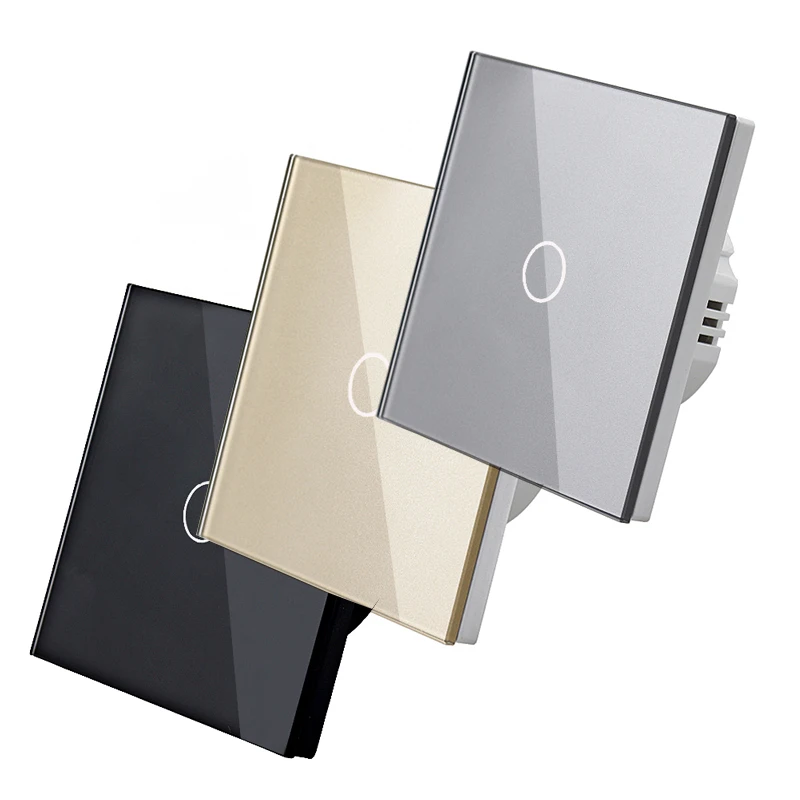 

EU/UK Standard Wall Switch, lamp led light Touch Switch 1 Gang 1 Way AC/DC Wall Touch smart Screen Light Touch Sensor Switch