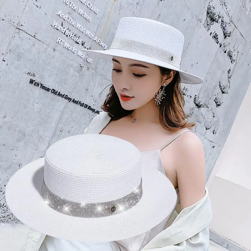 

Bucket hat summer sun hat ladies straw hat fedora top hat unisex hat Panama sequined hat