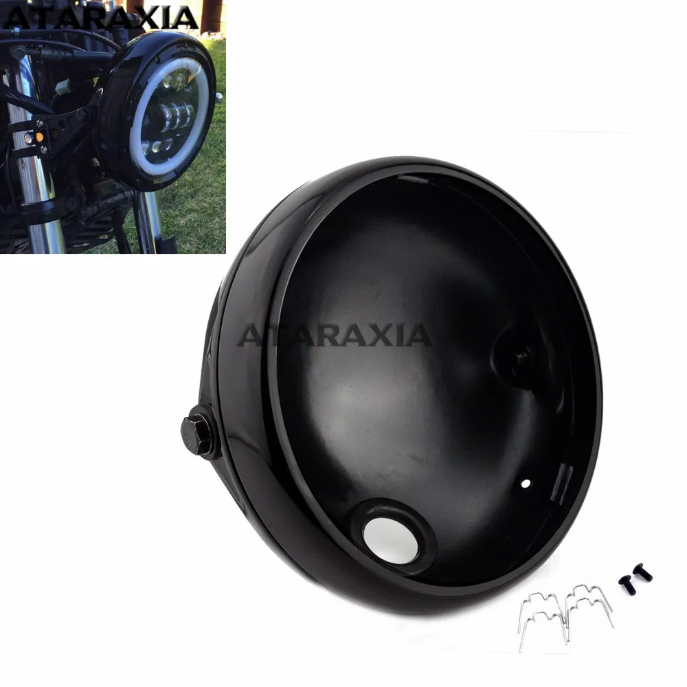 Налобная светодиодная фара для мотоцикла черная лампа 7 дюймов KAWASAKI Honda Yamaha Chopper