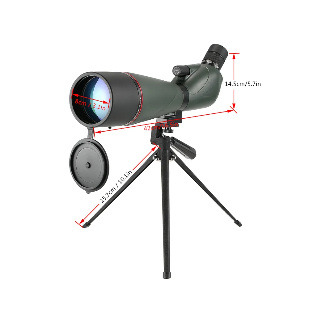Eyeskey 20-60x80 угловой Зрительная труба BaK4 водонепроницаемый противотуманный портативный дорожный Телескопический Монокуляр телескоп с треногой
