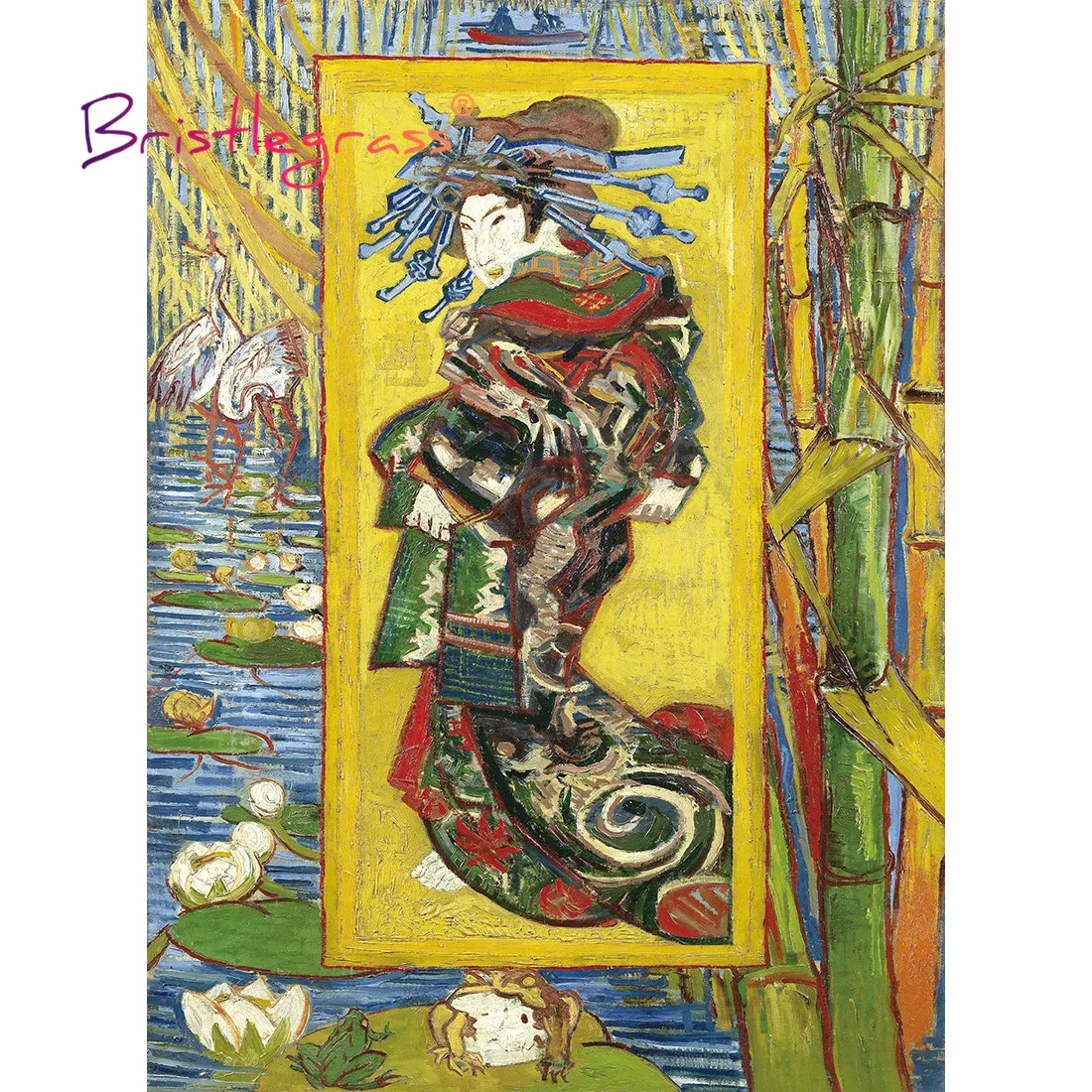 

BRISTLEGRASS Wooden Jigsaw Puzzle 500 1000 Piece Japanese Painting Courtesan Vincent van Gogh Educational Toy Collectibles Decor