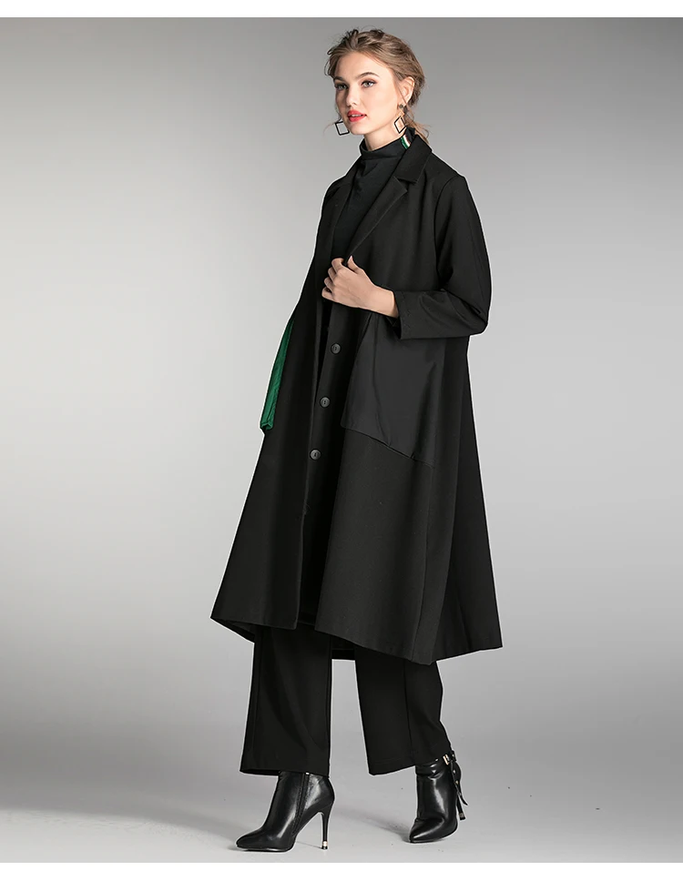 Зимняя элегантная верхняя одежда в полоску, модный Тренч, кардиган, Женский французский стиль, отложной воротник, свободный наряд, длинное пальто