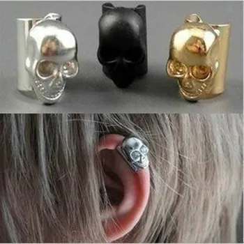 

1PCS Cutout Skeleton skull ear bone clip punk style metal earrings men's ear clips Halloween party gift