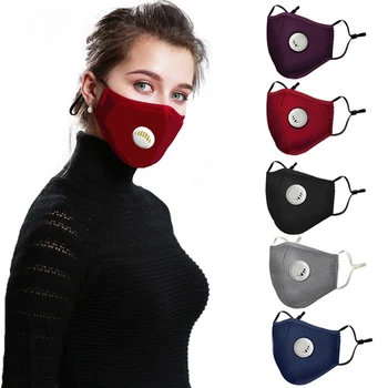

Reusable Dust-proof Masks Anti-Dust Breath Valve Facial Protective Cover Ear-loop Face Mask Activated Carbon Filters PM2.5 Masks