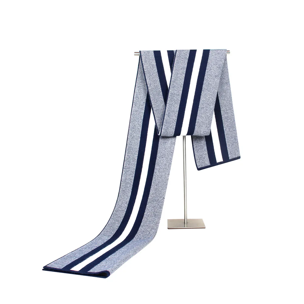 Blue Men Scarf FS Роскошный дизайнерский шарф Зимний теплый фуляр Повседневный длинный платок Bufandas Hombre полосатые кашемировые пашмины Шарфы - Цвет: Blue Men Scarf