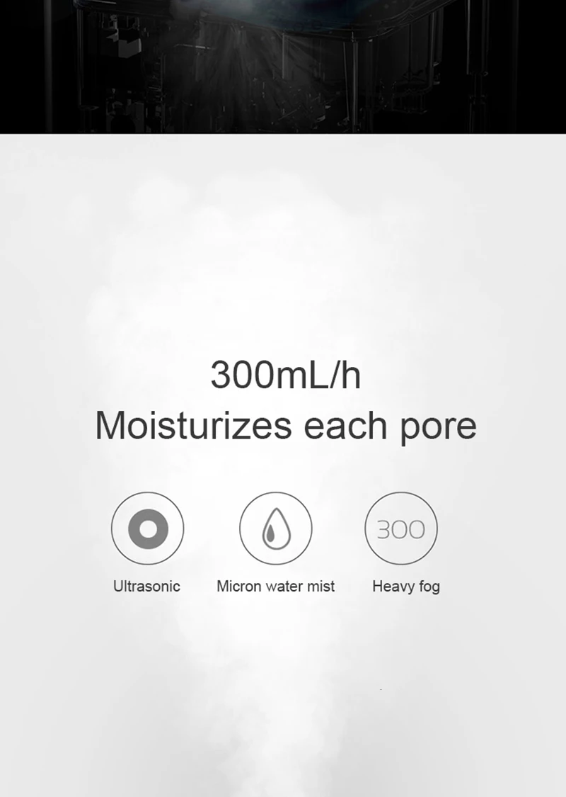 Xiaomi увлажнитель воздуха светодиодный домашний водный диффузор мини увлажнение регулируемый объем тумана семейный распылитель 4л арома-распылитель