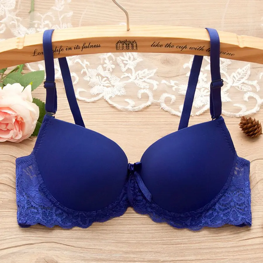 Women invisible bra Lovely Bra Backless Brassiere White Push Up Bra Tubes Sexy lace bras brallete for Young Girls#2 - Цвет: Blue