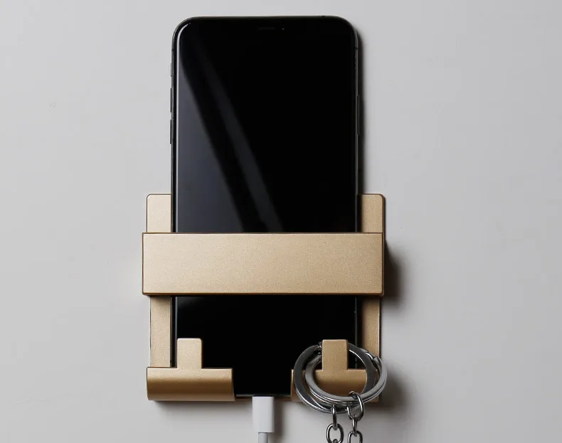 Настенный держатель для телефона, настенный держатель для хранения, умный подвесной держатель для мобильного телефона, планшета, держатель для зарядки, брелок для ключей без клея
