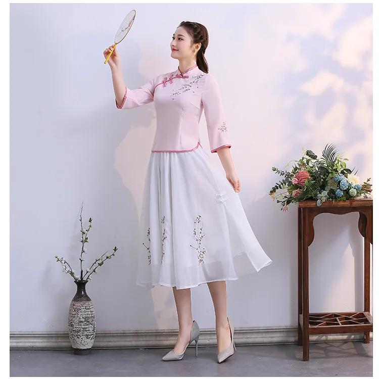 Стиль, Модный облегающий Топ Cheongsam, улучшенный китайский костюм, ретро китайский стиль, женское платье со стоячим воротником, три четверти