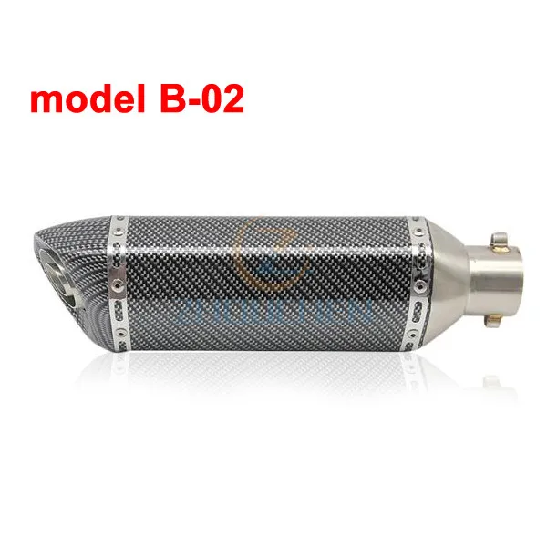 Универсальный мотоциклетный выхлоп для Akrapovic модифицированный Кроссовый глушитель для FZ6 CBR250 CB600 MT07 ATV Dirt Pit dot мини-велосипед - Цвет: model B-02