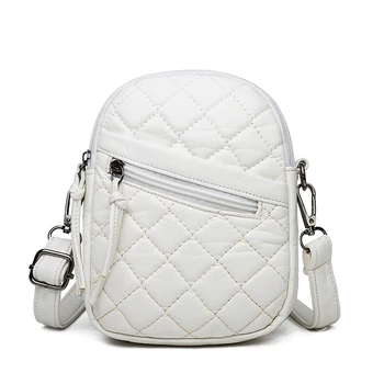 

Fashion New Soft Leather Mini Crossbody Bags for Women Multi-layer Embroidery Thread Diamond Pattern Shoulder Bag Phone Purses