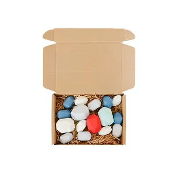 

Children's Wooden Colored Stone Building Block Educational Toy Creative Nordic Style Stacking Game Rainbow Wooden