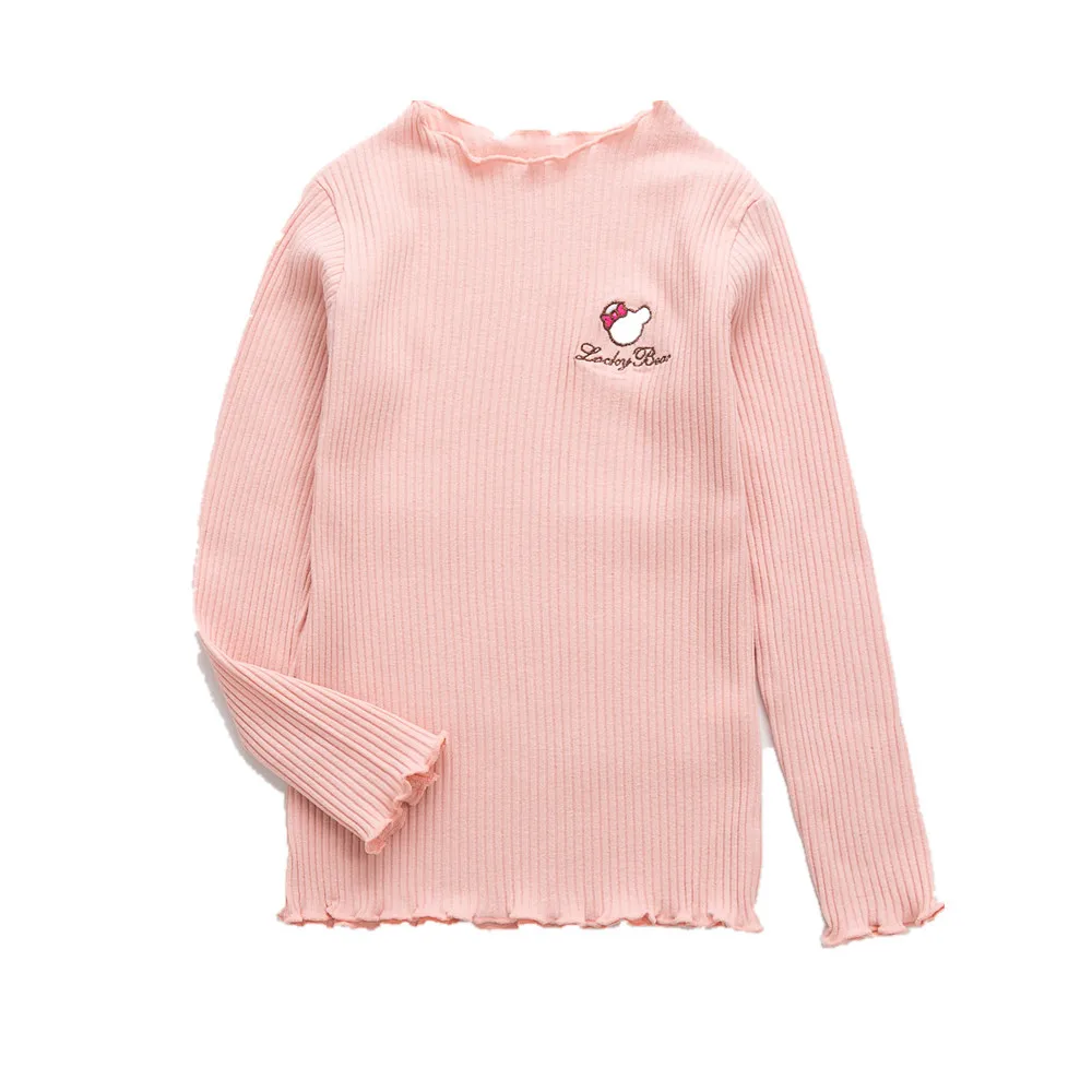 pink2 Весенне-осенняя футболка для девочек хлопковые топы для детей, детские рубашки с героями мультфильмов детская блузка с длинными рукавами нижняя одежда для малышей От 2 до 7 лет - Цвет: pink2