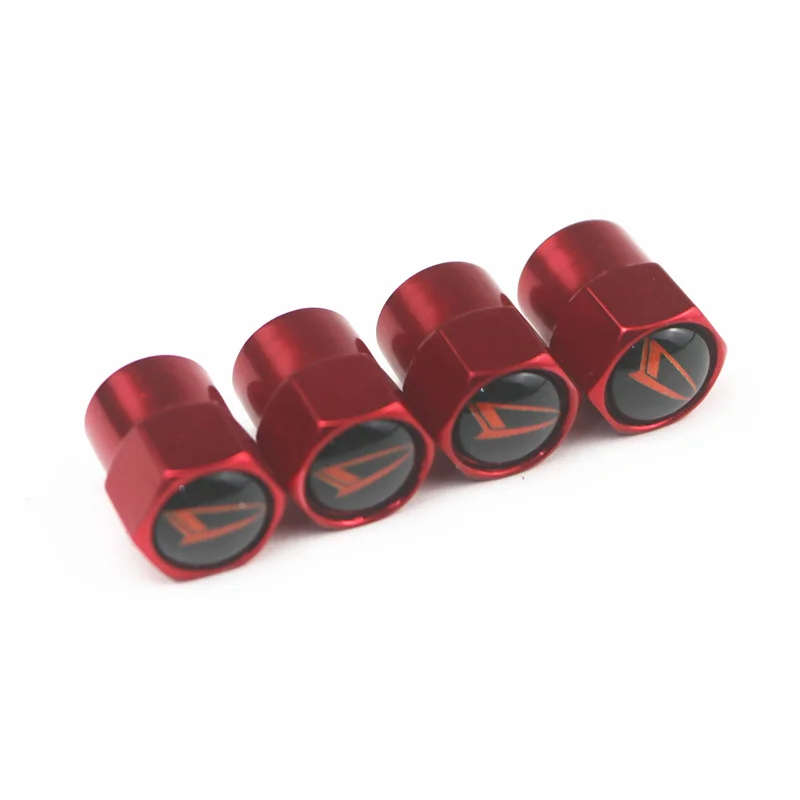 

New product wholesale CAR Styling Auto Accessories Aluminum chrome red Car Wheel Tire Valve Caps Case for Daihatsu Motors