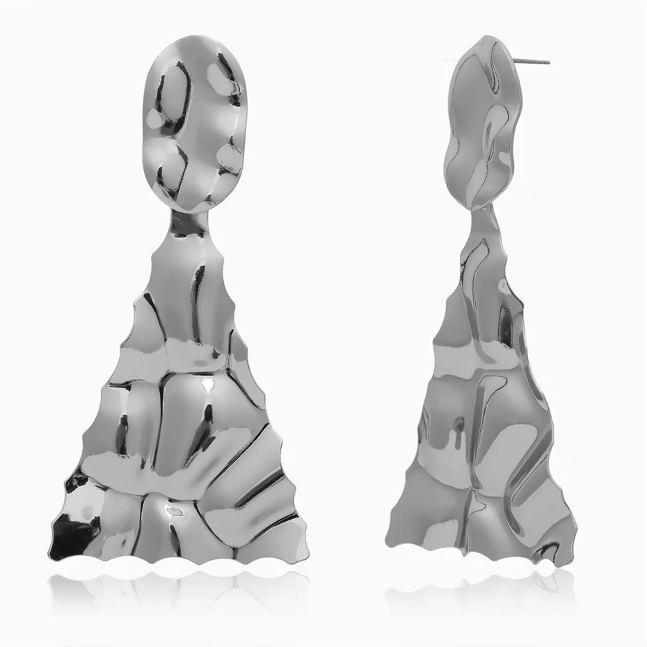 Silver Color Новое модное, в форме змеи, висячие серьги для женщин, массивные индийские европейские панк большие геометрические серьги с подвеской-треугольником, подарки - Окраска металла: Silver Color