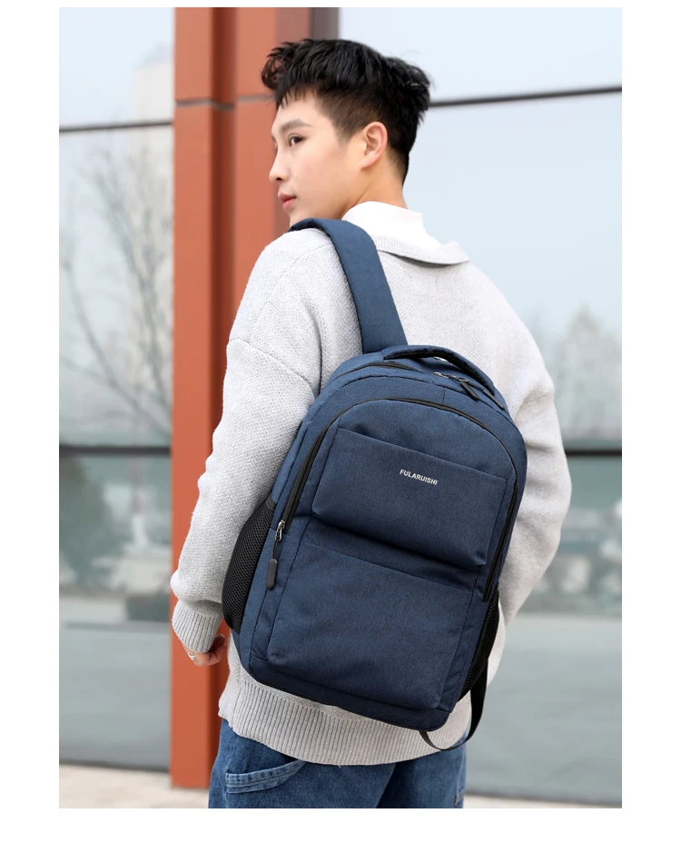 Men Backpack School Bag Waterproof Nylon New Schoolbag Business Laptop Polyester Bag 14 Shoulder Bag 15.6 Inch Computer Packsack