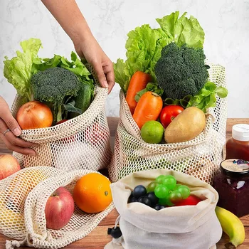 

Reusable Mesh Produce Bags,10 Pack Natural Cotton Sturdy Washable Shopping Bags, Eco-Friendly Lightweight Durable Storage Bags f