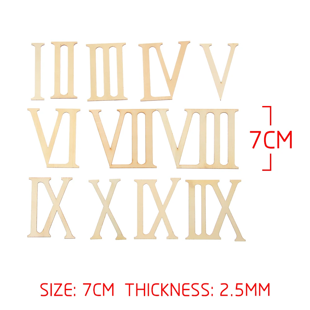 12 -delige houten Romeinse cijfers set - Onvoltooide acryluitsparingen