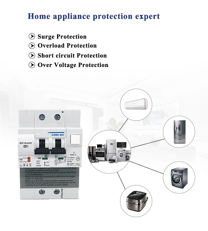 EWelink RCBO 2P WiFi 회로 차단기, 전원 모니터링 누설 보호 스마트 차단기 Alexa IFTTT 호환 Lan 제어