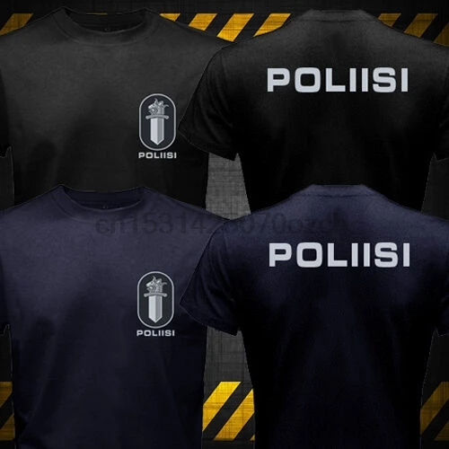 New Nordic Finland Finnish Police Poliisi Polis Swat Logo Top Fashion 3D Letters Print Men Cotton Printed T Shirts |