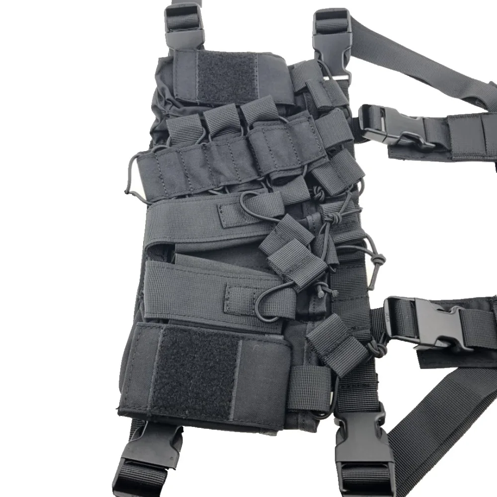 Outdoor Hunting Vest Tactical MOLLE Triple Open-Top Mag Pouch FAST AK AR M4 FAMAS Mag Pouch With shaped Suspender Shoulder Strap