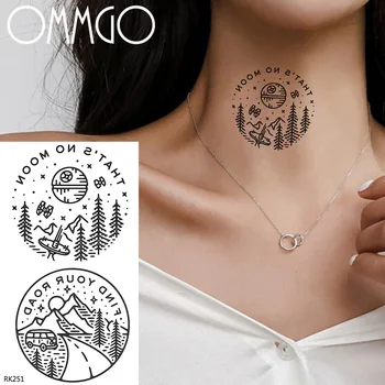 

Forest Tree Round Bus Mountain Tattoo Paper Paste DIY Art Arm Tatoos For Man Girl Teenagers Waterproof 3D Fake Tattoo Sticker
