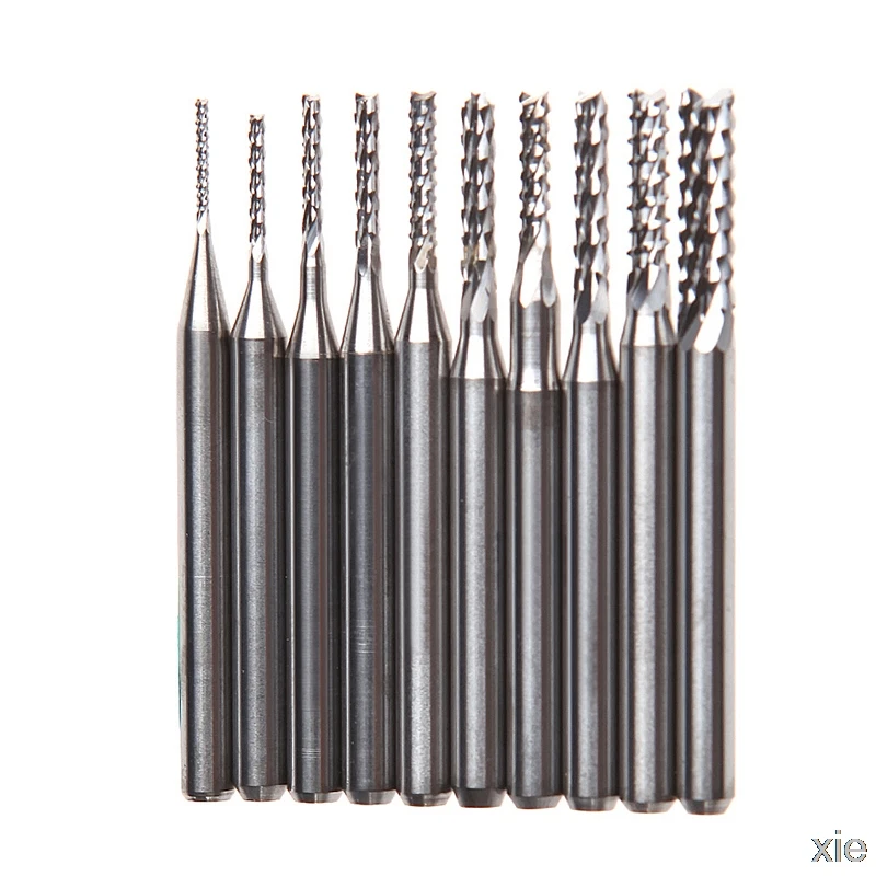 

10Pcs 1/8'' 0.8-3.175mm Drill Bits Engraving Cutter Rotary PCB CNC End Mill Set