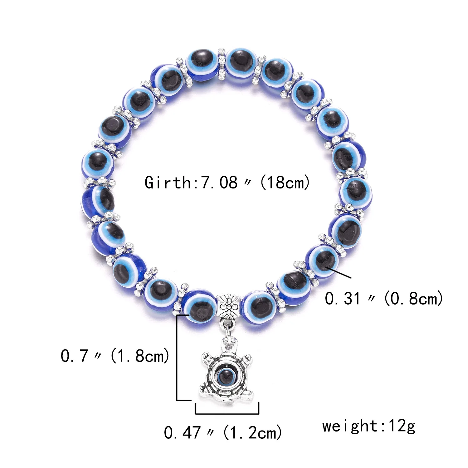 Blue Evil Eye Bracelet Hand of Fatima Turkey Thousand Eyes Wish Handmade Women's Resins Bead Bangle Elastic Bracelets Jewlery