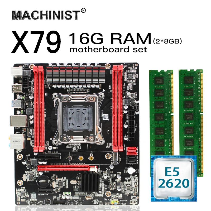 

X79 motherboard set lga 2011 kit with Intel Xeon E5 2620 CPU 16G(2*8GB) 1600MHz DDR3 ECC REG memory RAM MATX NVME M.2 SSD