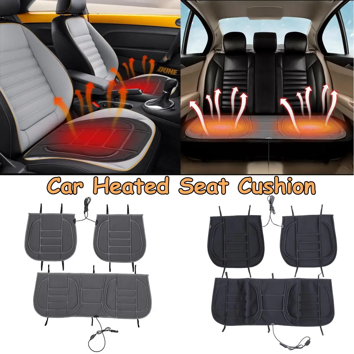 

Car Front/Rear Electric Heated Seat Covers Fast Heated & Adjustable Winter Pad Cushions Auto Seat Mats