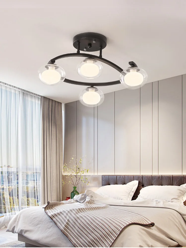 Nordic LED Chandelier Lighting Black for Bedroom Foyer Living Room Dining Kitchen Modern Glass Ball Bubble Ceiling Hanging Lamp  Лампы