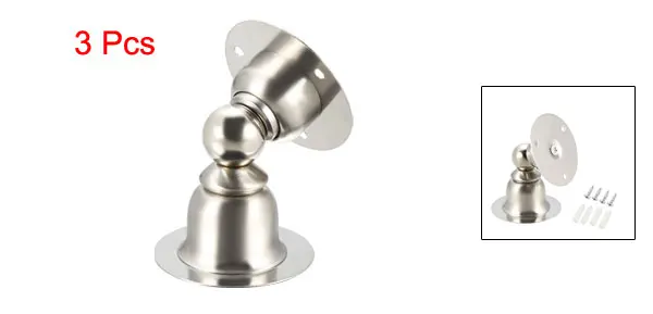 Silver Tone 3pcs Uxcell магнитный дверной стопор, Настенный Протектор, коммерческий стоп-сигнал, подавление звука, нержавеющая сталь, дверной стоп-фиксатор, w винты - Цвет: Silver Tone 3pcs
