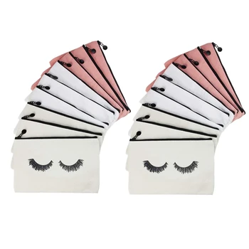 

18 Pieces Eyelash Makeup Bags Eyelash Cosmetic Bags Canvas Cosmetic Pouches Eyelash Travel Pouches Toiletry Bag Cases