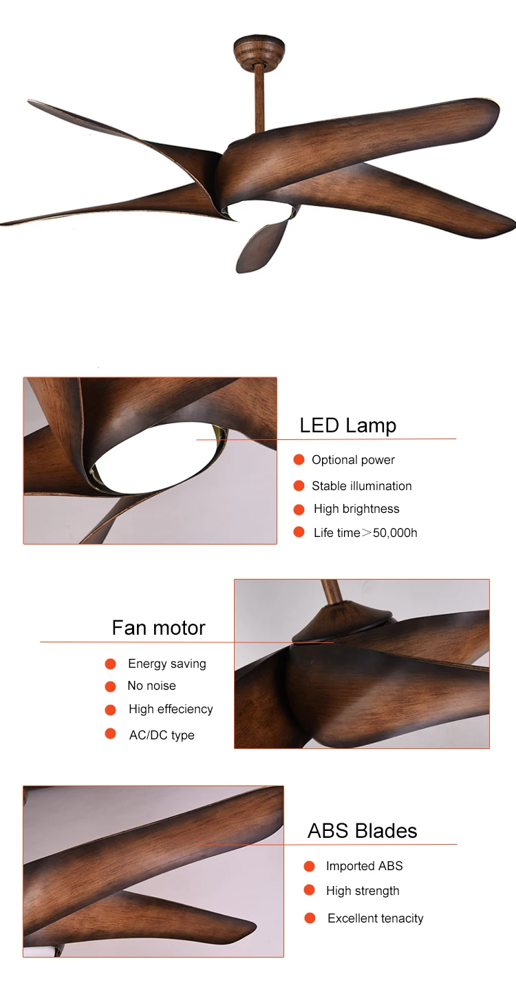 HOOLILO High Quality 60inch Size Light Wave Wood Free Shipping Led Ceiling Fan with Remote Control 110V 220V Modern Ceiling Fan
