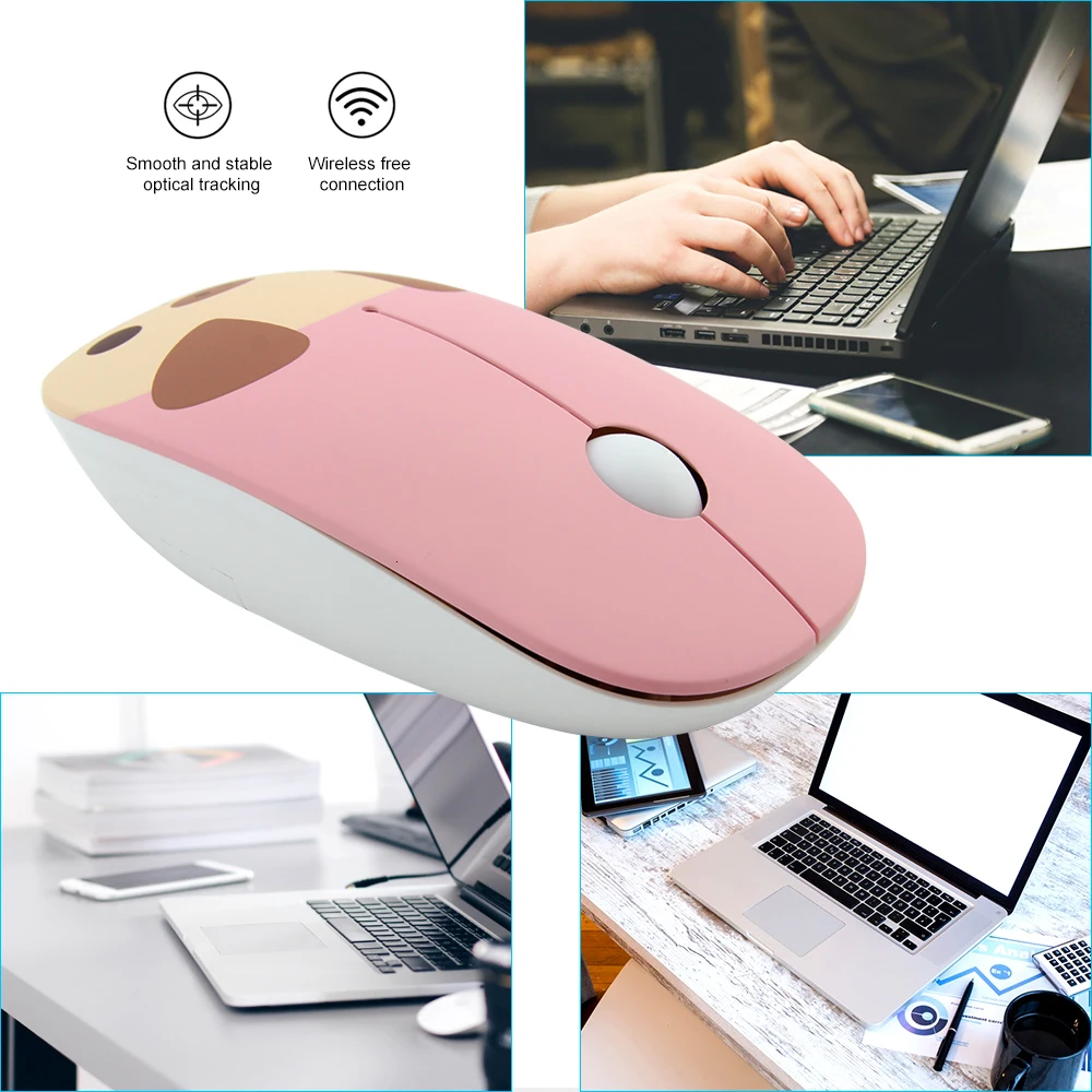CHYI 2,4G Милая мультяшная беспроводная мышь USB оптическая компьютерная офисная маленькая мышка 1600 dpi 3 кнопки розовая мышь для ноутбука для девочек
