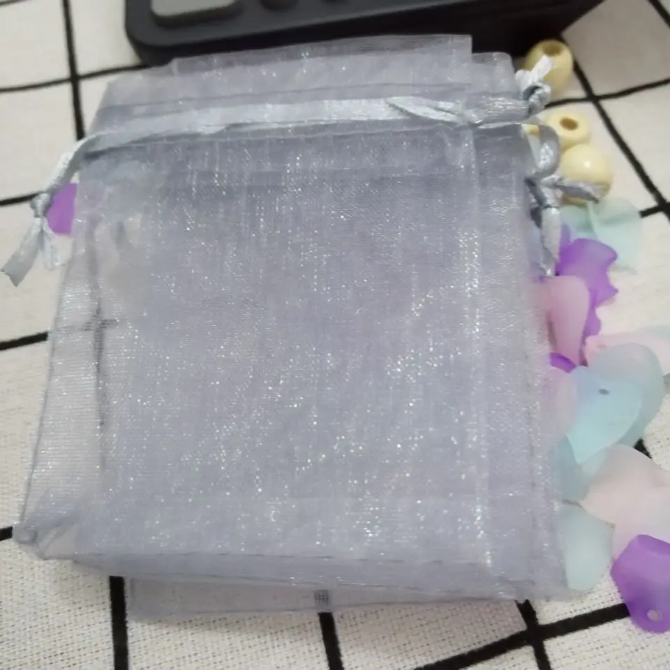 100 Pcs/lot Gray Drawstring Organza Bags Jewelry Bags Gift Packaging Bags Christmas Wedding Gift Package Bags&small Pouches 5