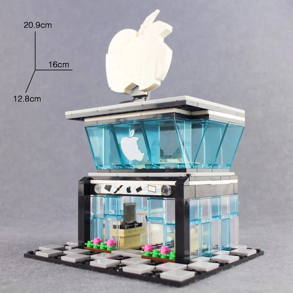 

hot lepining city architecture Street view Apple flagship store Mobile phone shop Building Blocks model figures bricks toys gift