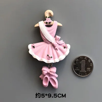 pink dress Стерео розовый Угол Крылья танцующая девушка магнит на холодильник Дети Девочка как милый стикер креативный паста украшение для дома кухни - Цвет: pink dress