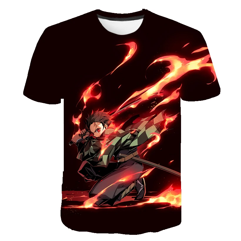 Anime T Shirt Demon Slayer Kimetsu no Yaiba Cosplay T Shirt Kids Girls Children Kamado Tanjirou Nezuko sword Tee Shirt Cool Tees