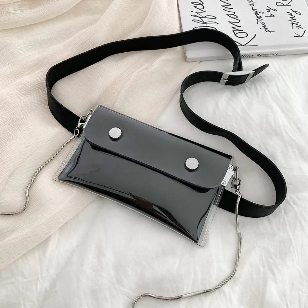 Women Waterproof Waist Bag Lether Jelly Chest Belt Bag PVC Ladies Transparent Crossbody Chain Bags Fashion Fanny Pack a08