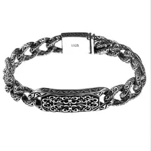 Стерлинговое Серебро 925 старый ретро благоприятный лоза браслеты тайский серебряный толстый S925 браслет