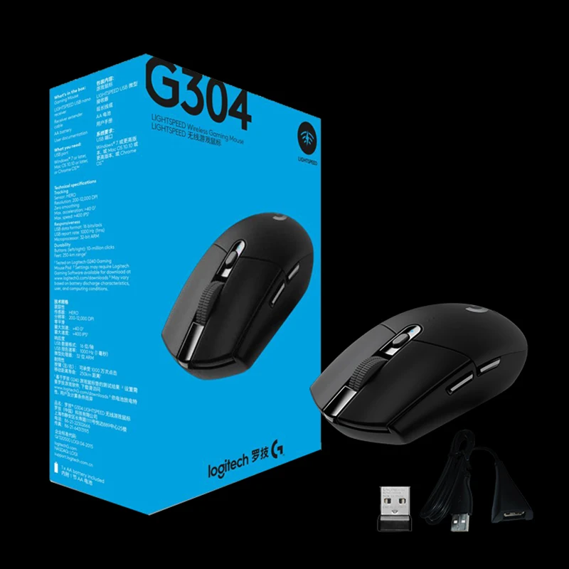 Мышь игровая Logitech G304 LIGHTSPEED с датчиком HERO 12000 точек/дюйм IPS батарейки АА|Мыши| |