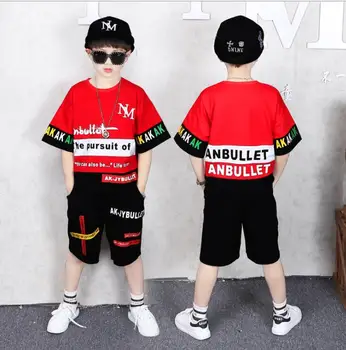 

Children Clothing Sports Suit Boy Summer Set Two-piece Children's Wear stitching suit 4 6 8 10 12 14 16 Years old Child clothes