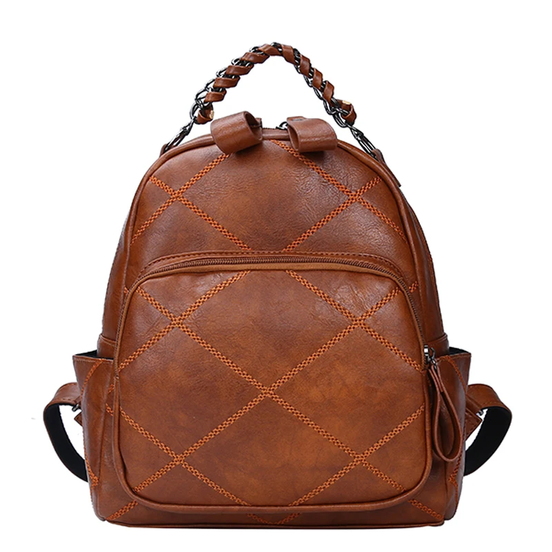 Brown New Fashion Women Travel Backpack High Quality Durable PU Leather School Backpack Female Daypack Shopping Backpack Sac - Color: Brown