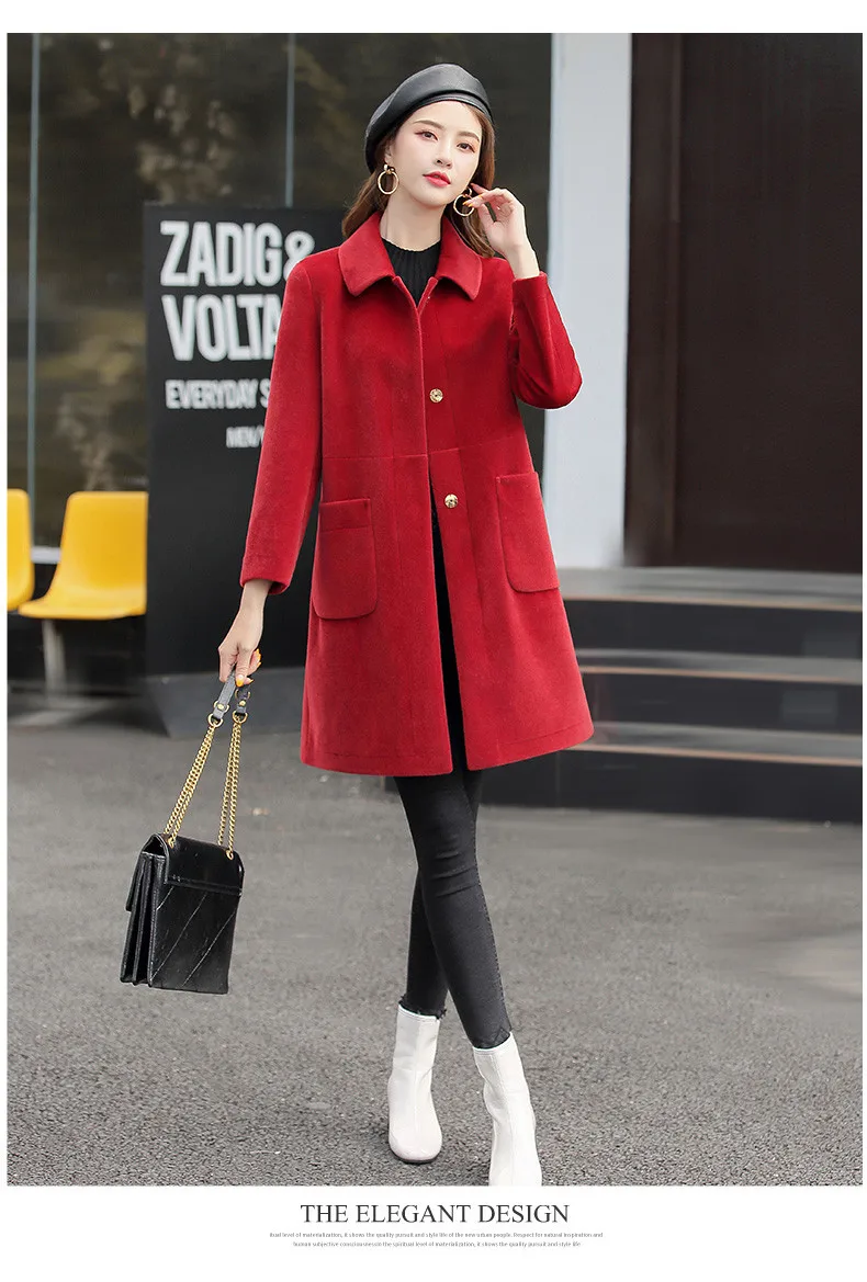 XJXKS высококачественное Женское шерстяное пальто 2019 Осень Зима Новое модное Удобное повседневное женское длинное пальто с отворотом и