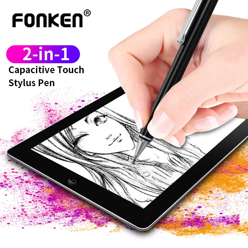 

2 In 1 Stylus For Smartphone Tablet Thick Thin Drawing Android Mobile Phone Screen Touch Pen Metal Universal Capacitive Pencil