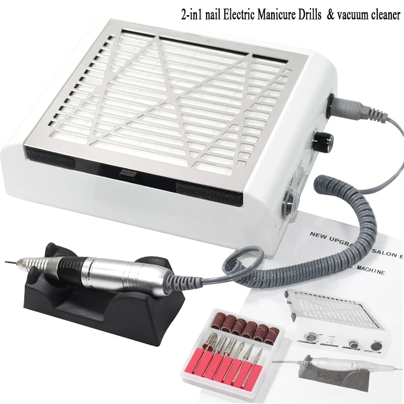 60w nail drill 2 в 1 маникюрный вакуумный пылесборник для ногтей мощный пылесос маникюрная Машина Трафаретная пластина всасывающий коллектор - Цвет: 60w nail drill
