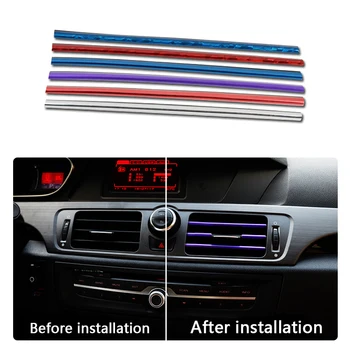 

10pcs Car Air Conditioner Outlet Strip Blade Vent Grille Cover Sticker Trunk Door Decoration Strip Sticker Interior Accessories