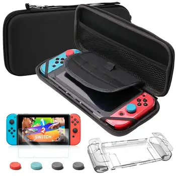 

Carrying Case Plus Screen Protector and Clear Protective Case for Switch Comes with Thumb Grip cover