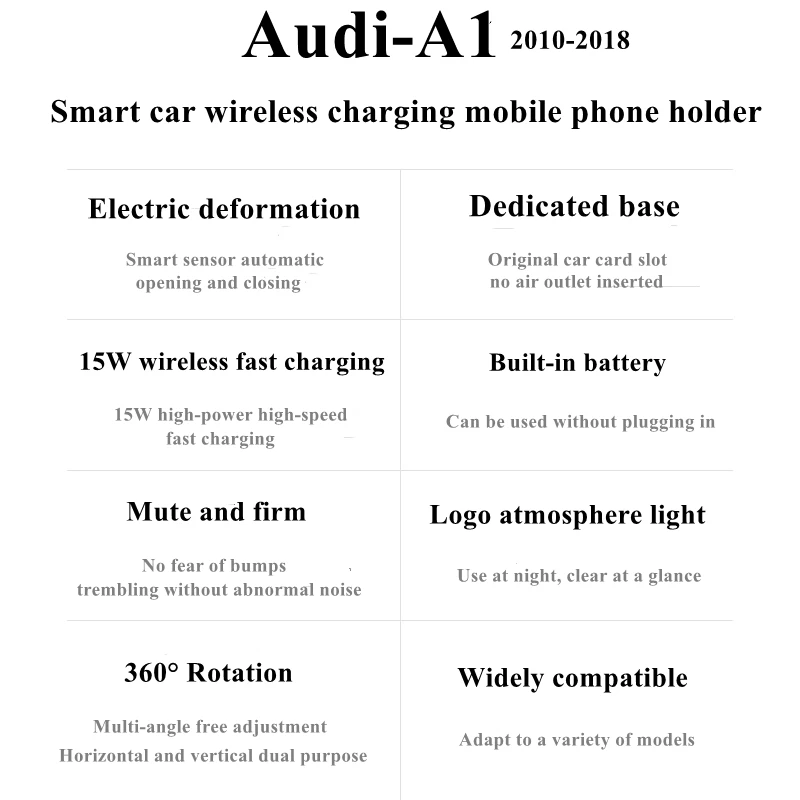 Dedicato per Audi A1 2010-2018 supporto per telefono per auto 15W Qi  caricabatterie per auto Wireless per iPhone 11 12 Pro Xiaomi Samsung Huawei  universale - AliExpress